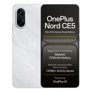 OnePlus Nord CE5 | Massive 7100mAh Battery | MediaTek Dimensity 8350 Apex | Powered by OnePlus AI | 8GB + 128GB | Marble Mist