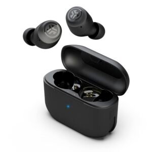 JLab Go Air Pop True Wireless Ear Buds Small Size - TWS Earbuds, Bluetooth Earphones with 32H Playtime, IPX4 Mini in Ear Headphones, USB Charging Case, Dual Connect, EQ3 Sound, Black