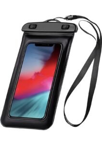Waterproof Mobile Phone Pouch Case with Neck Strap, Universal Underwater Dry Bag for 6-7 Inch Smartphones, Touch Screen Compatible, Waterproof Phone Cover, Pack of 1 Black