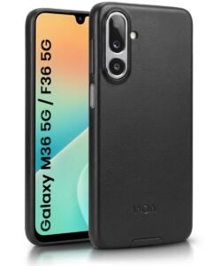 Back Case for Galaxy M36 5G | Galaxy F36 5G | Leather Texture Inner Fabric | Ultra Thin Lightweight Design | 360° Camera Protection | Soft & Flexible Mobile Cover - Black