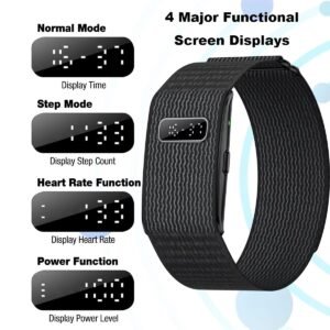 Fitness Band Smart For Men & Women Health Tracker Activity With Long Battery Life Health Monitor Smart Bracelet with LED Digital Display Subscription, Free Strap Inbox 1 Silicon & 1 Nylon, Black
